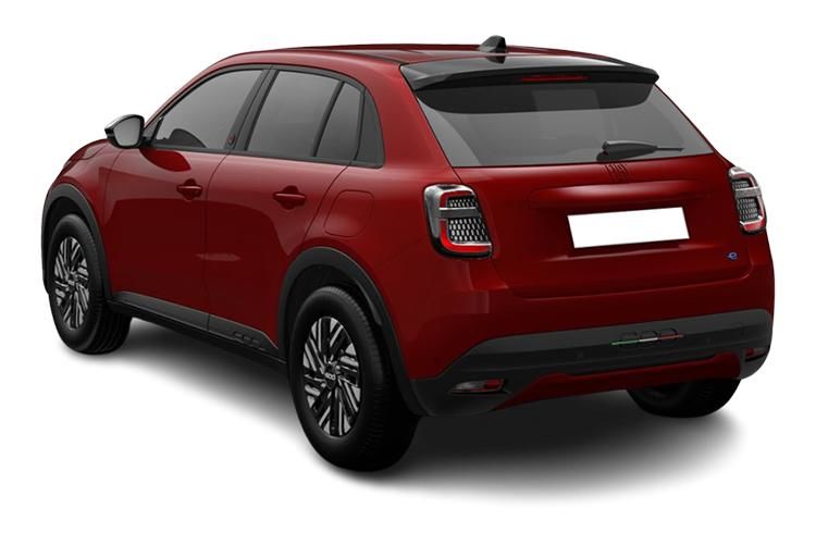 fiat 600 hatchback 115kw red 54kwh 5dr auto [17" alloy] back view